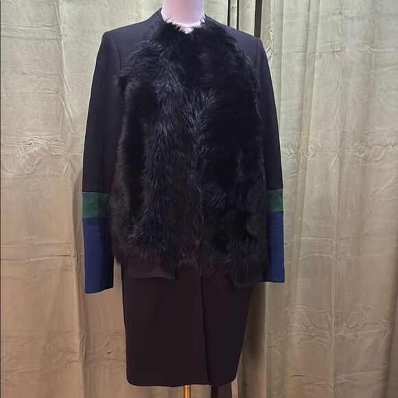 Preen by Thornton Bregazzi Black/blue/Green Teddy coat, S - Picture 1 of 12